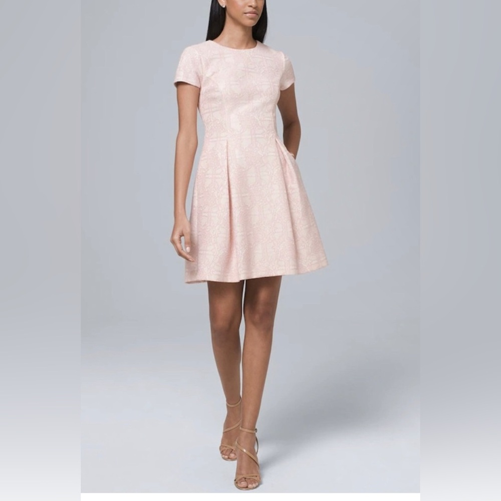 Vince Camuto Pink Floral Jacquard Fit and Flare Dress Size 0 orig price of $168